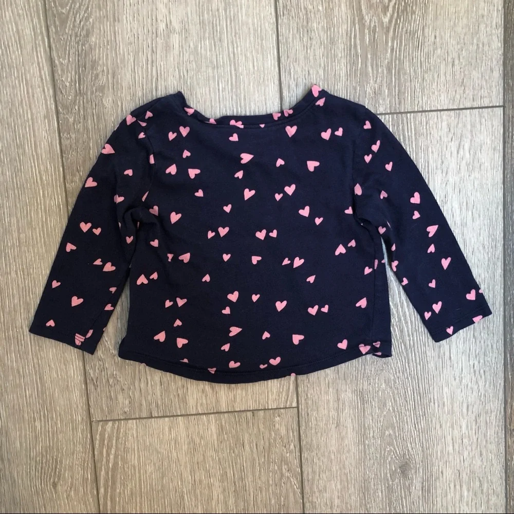 OLD NAVY LONG SLEEVE SHIRT HEARTS BLUE 18-24MO
